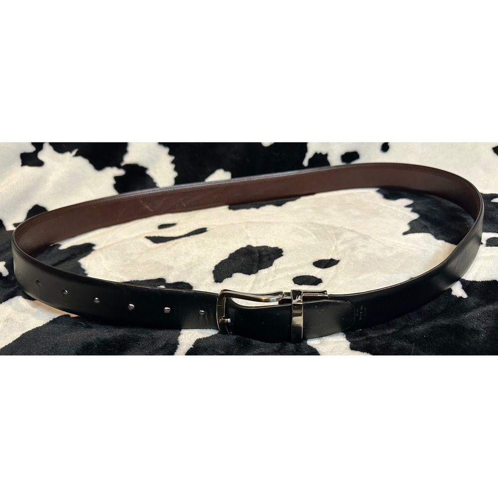 Tommy Bahama Mens Reversible Leather Belt Black Brown Silver Buckle Size 38-40 - Picture 8 of 8